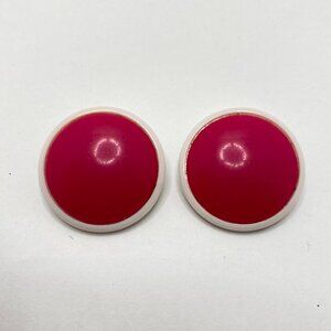 Vintage Mod Hot Pink and White Circular Clip-on Earrings